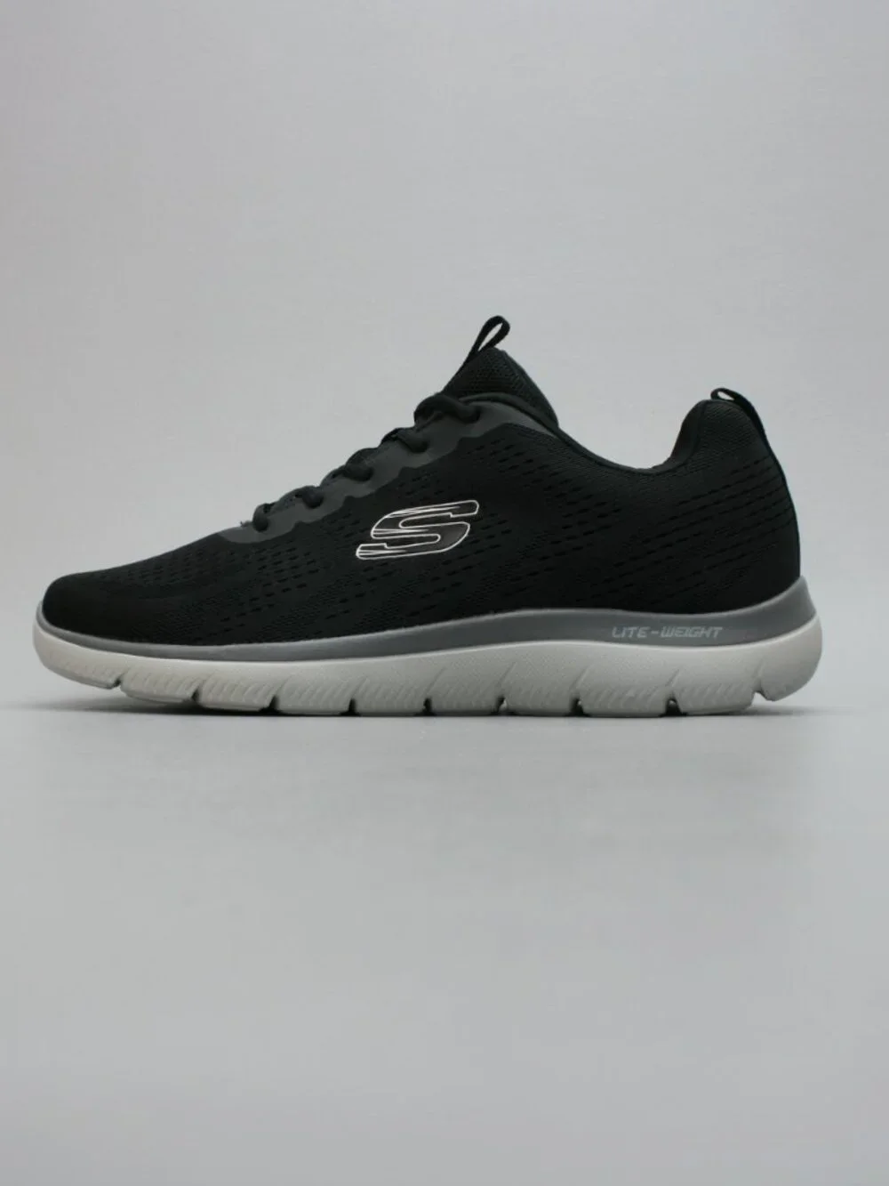 Skechers Men's 12 Summit Black Mesh Memory Foam Lace-up Gym Shoes Sneakers 16890